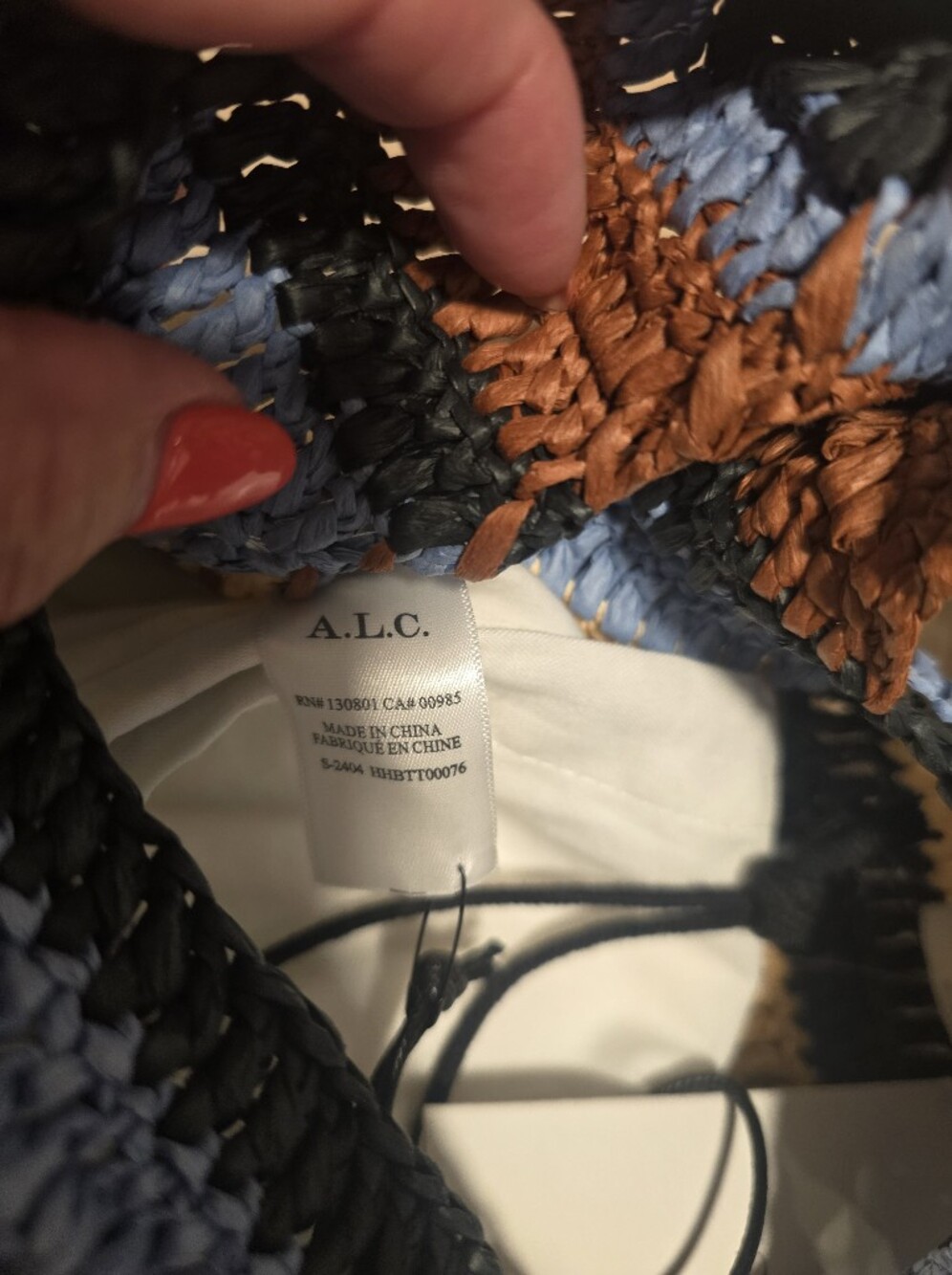 A.L.C. Woven Small Straw Tote in Blue, Black & Rust. NWT - Picture 2 of 9
